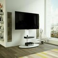 Seatsolutions Combi Lugano Oval Pedestal TV Stand - Satin White & White Glass SE3321046